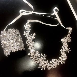 Bridal or prom bracelet and headpiece
